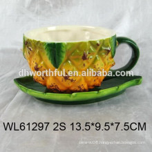 Lovely ceramic espresso cup & saucer with pineapple design